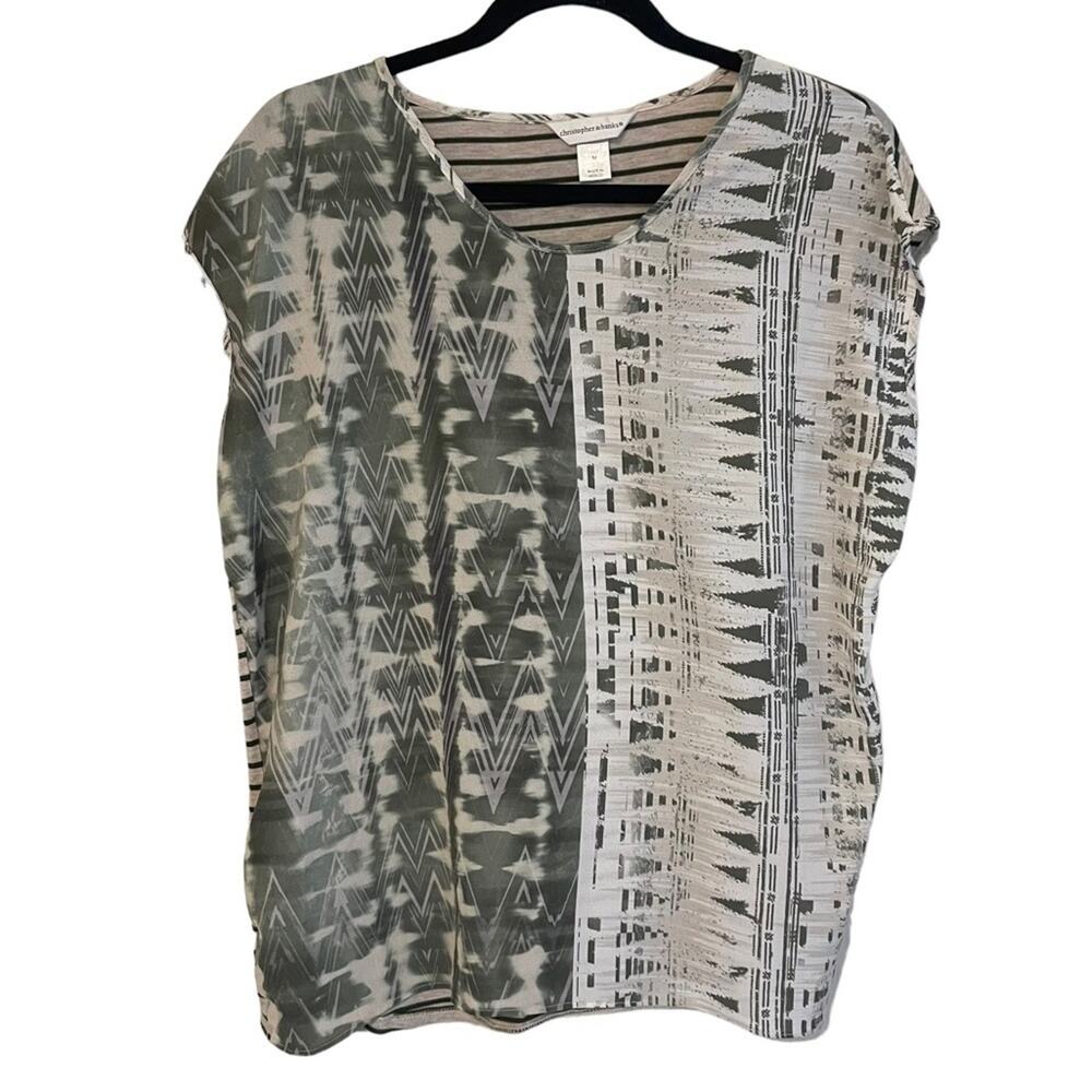 Christopher & Banks Olive Tan Sleeveless Top Medium‎
